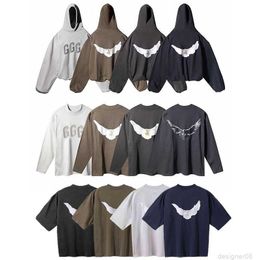 Men Classic t shirt Hoodie Sweatshirts Printed Mens Oversize Co branded Sweater Hooded Heavy Fabric Dove Printed Three Party Joint