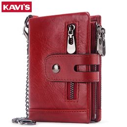 Fashion Women Wallet Genuine Leather Female Clutch Wallets Hasp Double Zipper Design Short Coin Pocket ID Card Holder Purse