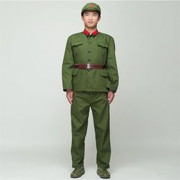 North Korean Soldier Uniform Red guards green performance costume stage film television Eight Route Army Outfit Vietnam Military307z
