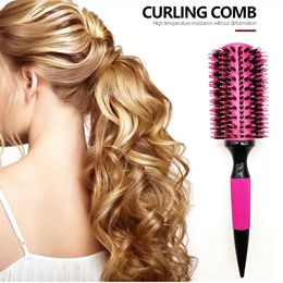 Hair Brushes Wooden Round Hair Comb Brush With Boar Bristle Mix Nylon Styling Tools Professional Ceramics Ion Hair Brush Hairdressing Supply 230701