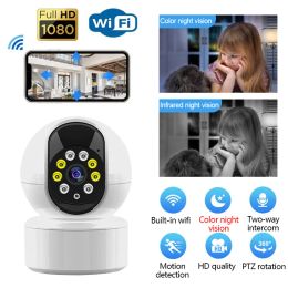 A10 Minikamera Wifi Trådlös PTZ Webbkamera IP-kameror Säkerhetslampa Kamera Smart Home Mobil Fjärrkontroll Babyvakt Larm Push Two Way Talk LED Färg Night Vision Videokamera