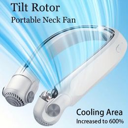 1pc Tilt Rotor Neck Fan 3 Speeds Portable Neck Fan Hands-Free Neckband Cooling Fan Mini USB Rechargeable Air Conditioner Turbo Fans