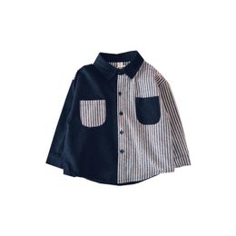 T-shirts Shirt for Boys Kids Autumn Spring 2022 Clothing Patchwork Toddler Boy Shirts Coats Children School Tops Fashion Turn Down Collar