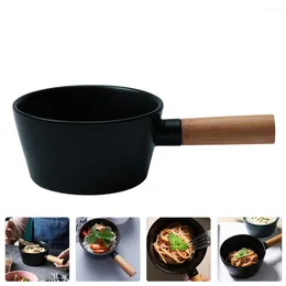 Dinnerware Sets Salad Containers French Onion Soup Bowl Serving Cereal Noddle Fruit With Wood Handle Black