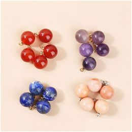 Charms 10Mm Natural Stone Ball Ros Quartz Amethyst Crystal Healing Pendant For Earrings Necklace Jewelry Making Drop Delivery Findin Dhnho