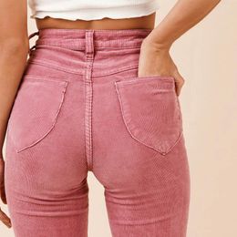 Women s Jeans 2023 Candy Colours Pink Blue Classic Modern Bell Bottom Corduroy Women Cotton Streetwear Trousers Flare Pants 230703