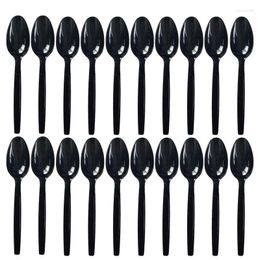 Dinnerware Sets Spoon Set 100PCS Household Kitchen Fruit Spoons Cutters Portable Black Outdoor Tableware For Barbecue Salad Forks Meetings