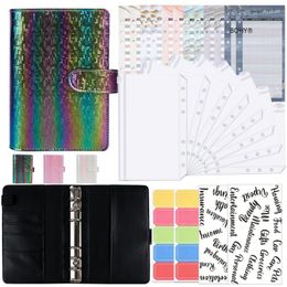 25pcs/set Colourful Budget Binder Planner Pu Leather Envelopes Cash Saving Money Storage Pocket Notebook