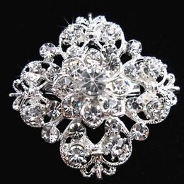 Silver Tone Clear Rhinestone Crystal Brooch Flower GirlsCorsage Fashion Brooch Wedding Bridal Bouquet Pins Brooches B634