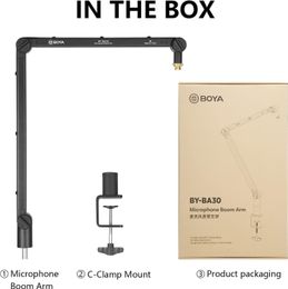Films Boya Byba30 Microphone Boom Arm Weighs Up to 1kg for Professional Podcast Live Streaming Content Creation with Cclamp Mount