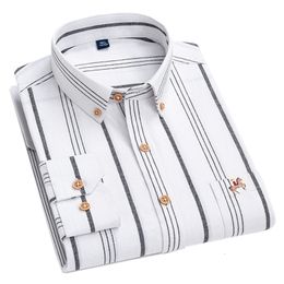 Men s Tracksuits Men Casual Shirt 100 Cotton Stripes White Retro Vintage Spring Summer Long Sleeve Oxford NJF 12 230701