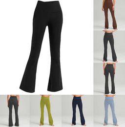 womens Yoga clothes summer flared woman flare pants high-waisted tight-fitting belly show figure sports yogas nine-point