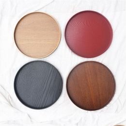 Mats Pads Round Wooden Tray Dishes Platter Tea Fruit Plate Bakery Serving Black Natural Brown Colour Diameter 21Cm Drop Delivery Ho Dh27H