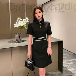 Basic & Casual Dresses designer Designer 2023 New Classic Waist Tucked Lapel Short-Sleeved Fashion Vintage Full Print F Letter Slim Jacquard Belt AVDH CW85