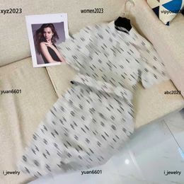 Womens Designer Clothing Fashion Printed Denim Girl Dress Size S-l High Quality Short Sleeved Lapel Skirt Luxurious June29