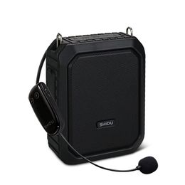 Speakers Shidu M800 18w Portable Wireless Voice Amplifier for Teachers Uhf Microphone Waterproof Bluetooth Speaker as 4400mah Power Bank