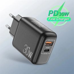 PD 30W 2 Ports EU US UK Plug Fast Charger Adapter For Multiple phone models QC 3.0 Mobile Phone Quick Charge