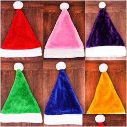 Christmas Decorations Elf Hat Short Plush Coloured Red Pink Green Blue Xmas Santa Claus Hats For Adt Drop Delivery Home Garden Festiv Dhe8J