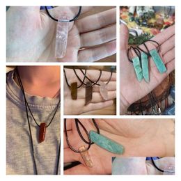 Pendant Necklaces Natural Minerals Lucky Reiki Healing Crystal Quartz Stone Necklace Jewelry Pendum Tiger Eye Lazi Citrin Drop Deliv Dhyra