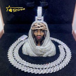 Joias de grife 3" Tall Buss Down Rapper Jewelry Sterling Silver White Gold Iced Out Jesus Moissanite Pingente Esmalte