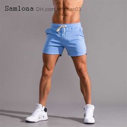 Men's Shorts Samlona Men Leisure Shorts Summer Sexy Lace-up Skinny Shorts Plus size 3xl Male Casual Beach Short Pants Blue White Z230703