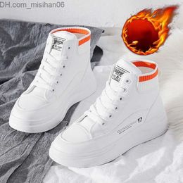 Dress Shoes Dress Shoes Women Sneakers Designer Brand Women's Shoes Autumn Winter Leather Booties High-top White Wedges Platform Shoes Woman Z230705