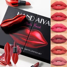 Lipstick 6 Pcs/Box Matte Lipstick Set Big Mouth Nude Waterproof Long Lasting Lip Stick Not Fading Sexy Velvet Lipstick Makeup Cosmetics 230703