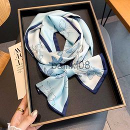 Scarves Elegant Silk Skinny Scarf Women Neck Scarves Foulard Female Long Hairbands Floral Print Big Ties Ribbon Neckerchief Bandana J230801