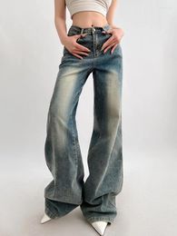 Women's Pants Jyate Spring Summer Loose Washed Jeans Women Super Long Mopping Denim Retro Slim Patch Street Style Wide Leg