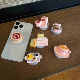 INS Fun Simulation Pink Milk Cake Grip Tok Mobile Phone Socket Stand Ring Cell Phone Support Lazy Bracket Smartphone Accessories L230619
