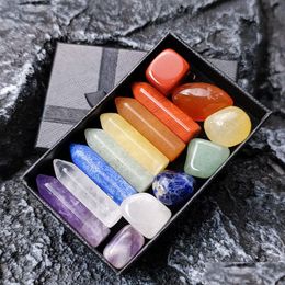 Stone 7 Chakra Set Reiki Natural Crystal Stones Ornaments Polishing Rock Quartz Yoga Energy Bead Healing Art Craft Decoration Drop D Dh56H