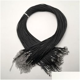 Chains Black 2Mm Wax Rope Lobster Clasp Necklace Lanyard Jewelry Pendant Cords 100Pcs/Lot Making Acc Drop Delivery Necklaces Pendants Dhccb