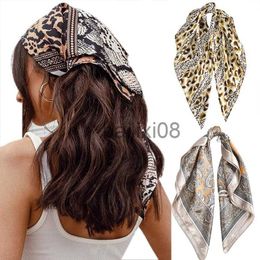 Scarves Haimeikang 60*60cm Square Silk Scarf Women Headband Fashion Print Neck Scarfs Office Hair Band Hand Kerchief Female Bandana J230703