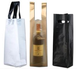 Gift Wrap 50pcs Gold Single Double Red Wine Handle Bag Plastic Waterproof Tote Beer Drink Packaging Box Champagne Bottle 230701