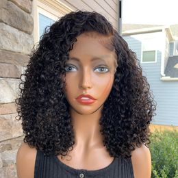 Transparent Deep Wave Short Bob 13x4 Lace Front Human Hair Wig Brazilian Remy 150 Density Water Curly Lace Frontal Wig For Women