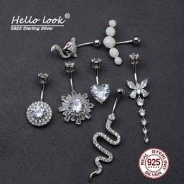 Navel Bell Button Rings HelloLook Sexy Navel Piercing Ring for Women 925 Sterling Silver Belly Button Piercing Rings Navel Rings Body Piercing Jewellery 230703