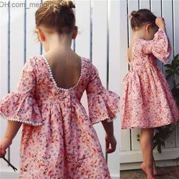 Girl's Dresses Girl's Dresses Cute Kid Girl Long Sleeve Floral Party Princess Dresses Girls Boho Pageant Dress Baby Girl Clothes Party Dress Girl Kid's Dress Z230704