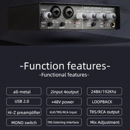 Guitar Sennesai Q24 Audio Interface Sound Card with Monitoring,electric Guitar Live Recording Singing Equipment Professional for Studio