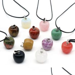 Pendant Necklaces Natural Crystal Agate Stone Christmas Eve Apple Rose Quartz Charms Jewellery Making Necklace Drop Delivery Pendants Dhivc