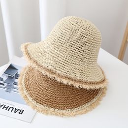 Woven Beach Hat with Wide Brim and Fringe for Women - Perfect Summer Accessory for Sun Protection and Style