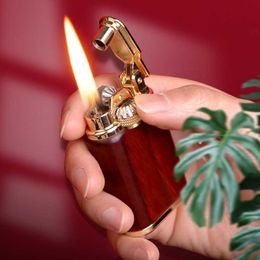 CHIEF Kerosene Lighter Gear And Grinding Wheel Combined With Sandalwood Body Retro Gift For Men X99EWithout Gas