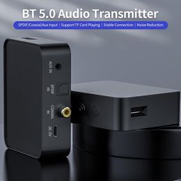 Amplifiers Yett6 Bt 5.0 Audio Transmitter with Tf Card Slot Spdif/coaxial/aux Ports for Tv Desktop Game Console to Bt Headset Speaker