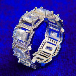 Cluster Rings Bubble Letter Iced Baguette Ring for Men Real Gold Plated Hip Hop Jewelry 230620