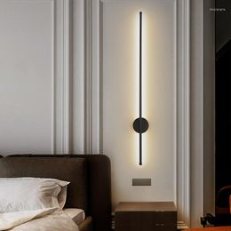 Wall Lamp Black LED Lights Fixture For Bedroom Sofa Background Indoor Lamps Sconce Corridor Entrance AC110-220V