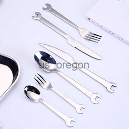 Dinnerware Sets 1PC Creative Wrench Shape Stainless Steel Dinner Knife Tea Fork Coffee Spoon Dinnerware Set Cutlery Utensil Kitchen Accessories x0703