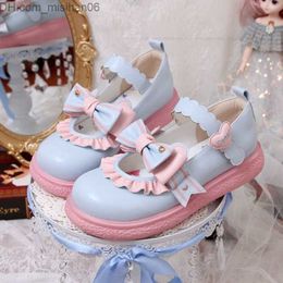 Dress Shoes Dress Shoes Sweet Girls Lolita Shoes Fashion Summer Mix Colours Kawaii Lace Mary Janes Lovely Japanese Style Hook Loop Students Footwear Z230704