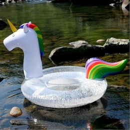 Life Vest Buoy 120cm 90cm Transparent Sequin Swim Ring table Unicorn Pool Float for Adult Swimming Tube Lifebuoy Summer Pool Party Fun HKD230703