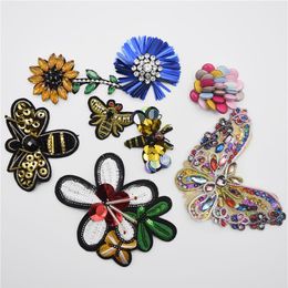 10pcs Handmade Beads Crystal Sew on Patches Strass Rhinestones Applique Trim265i