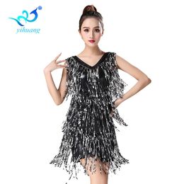 Ladies Latin Dance Costume Dress 1920s Flapper Party Charleston Gatsby Dress Sequin Fringe Dance Performance Stage Show264o