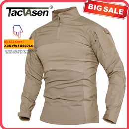 Men's T-Shirts TACVASEN Mens Military Combat Shirts 1/4 Zip Long Sleeve Tactical Hunting Shirts Outdoor Hiking Army Shirts Casual Pullover Tops 230703